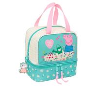 Peppa Pig Pretty Flowers - Thermal Lunch Box, Pencil Case, Quality and Maximum Resistance, Meal, Recreation, Snack and Breakfast, 20 x 15 x 20 cm, Mint/Pastel Yellow, M, Casual
