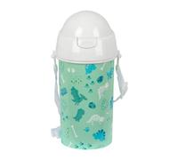 Safta PREESCOLAR DINO - Automatic Opening Bottle, with Straw, Water Bottle, BPA-Free, with Shoulder Strap, Comfortable and Lightweight, 500 ml, 7.5 x 19.5 cm, green, M, Casual