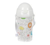 Safta PREESCOLAR ZOO - Automatic Opening Bottle, with Straw, Water Bottle, BPA-Free, with Shoulder Strap, Comfortable and Lightweight, 500 ml, 7.5 x 19.5 cm, beige, M, Casual