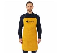 SAFTA Premium Leather Welding Apron Cow Split Yellow Heat & Flame Resistant Heavy Duty Protective Work Apron for BBQ Blacksmith Metal Fabrication Workshop
