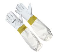 SAFTA Premium Quality Cow Hide Beekeeping Gloves, Bee keepers Gloves for Professionals, Ventilated Long Sleeves, Elastic Cuffs Sting Proof Bee Gloves, Light Thorn proof Gardening Work Gloves. (2XL)