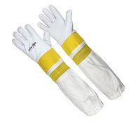 SAFTA Premium Quality Cowhide Beekeeping Gloves, Bee keepers Gloves for Professionals, Ventilated Long Sleeves, Elastic Cuffs Sting Proof Bee Gloves, Light Gardening Work Gloves. (S)