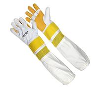 SAFTA Premium Quality Leather Beekeeping Gloves, Bee keepers Gloves for Professionals, Ventilated Long Sleeves, Elastic Cuffs Sting Proof Bee Glove, Thorn proof Gardening Work Gloves. XS to3XL (M)