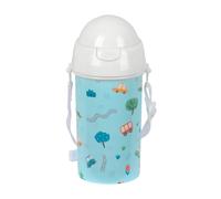 Safta Preschool Cars - Automatic Opening Bottle, with Straw, Water Bottle, BPA-Free, with Shoulder Strap, Comfortable and Lightweight, 500 ml, 7.5 x 19.5 cm, blue, M, Casual