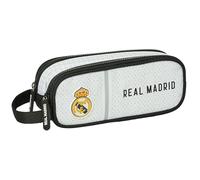 Safta Real Madrid 1st Team 24/25 - Children's Pencil Case, Children's Pencil Case, Ideal for School Age Children, Comfortable and Versatile, Quality and Resistance, 21 x 6 x 8 cm, White/Grey,