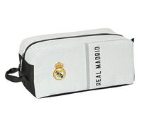 Safta Real Madrid 1st Team 24/25 - Medium Shoe Rack, Multi-Purpose, Pencil Case, Sport, Extracurricular Football, Comfortable and Versatile, 34 x 18 x 15 cm, White/Grey, White/Grey, Estándar, Casual