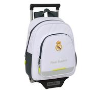 safta Real Madrid Attrezzatura 25/26 Children's Backpack with Trolley 705, Ideal for Children of Different Ages, Comfortable and Versatile, Quality and Durability, 28 x 10 x 34 cm, White, M, Casual
