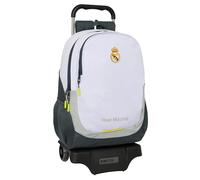safta Real Madrid Attrezzature 25/26 School Backpack with Trolley Ideal for Children of Different Ages, Comfortable and Versatile, Quality and Durability, 33 x 15 x 43 cm, White, M, Casual, White, M