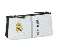 Real Madrid 1st Team 24/25 - Children's School Bag, with Simple Zip, Ideal for Children of Different Ages, Comfortable and Versatile, Quality and Resistance, 22 x 8 x 10 cm, White/Grey, White/Grey,
