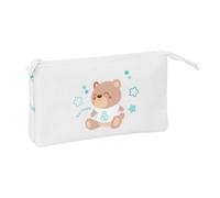 Safta - Real Madrid White Preschool Triple School Pencil Case, Children's School Pencil Case with 3 Separate Compartments with Zip and Central Inner Pocket, Measurements