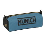 Safta - Rectangular Munich School Pencil Case, Youth Pencil Case with Zip, Back to School Organizer, Blue and Black Durable Fabric with Munich Logo, Measures 21 x 7 x 8 cm