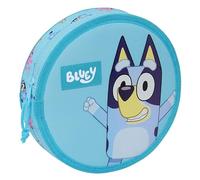 Safta - Round Pencil Case Bluey 18 Pieces, Children's School Pencil Case with Zip and Interior Organizer, Includes 8 Large Markers, 6 Colours, Pencil, Measures 21 x 3.5 cm, School Pencil Case