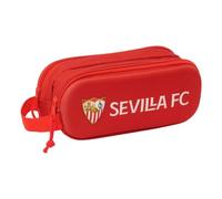 Safta - Sevilla FC 3D Double School Pencil Case, Children's and Youth School Pencil Case with Two Separate Compartments, Double Zipper, Side Hand Handle, Measures 21 x 6 x 8 cm