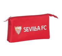 Safta SEVILLA FC - Triple Pencil Case, Children's Pencil Case, Ideal for School Age Children, Comfortable and Versatile, Quality and Resistance, 22 x 3 x 12 cm, red, M, Casual