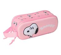 Snoopy 3D - Double 3D Pencil Case, Children's Pencil Case, Ideal for School Age Children, Comfortable and Versatile, Quality and Resistance, 21 x 6 x 8 cm, Light Pink, Mediano, Casual