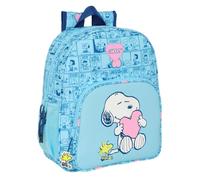 Safta SNOOPY LOVE - Children's School Backpack, Adaptable to Trolley, Ideal for School Children, Comfortable and Versatile, Quality and Resistance, 32 x 12 x 38 cm, light blue, M, Casual