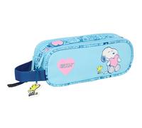 Snoopy Love - Double Pencil Case for Children, Children's Pencil Case, Ideal for School-Aged Children, Comfortable and Versatile, Quality and Resistance, 21 x 6 x 8 cm, Light Blue, M, Casual