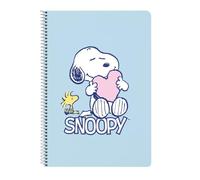 SNOOPY LOVE - Notebook, Folio Notebook 80 Sheets Hard Cover 1Design, Ideal for Children of Different Ages, Comfortable and Versatile, Quality and Resistance, 21.5 x 1 x 31 cm, light blue, M, Casual