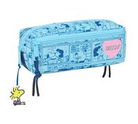 Snoopy Love - Triple Small Pencil Case, Children's Pencil Case, Ideal for School Age Children, Comfortable and Versatile, Quality and Resistance, 22 x 6 x 8.5 cm, light blue, M, Casual