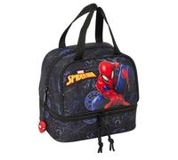 Safta SPIDERMAN ATTACK - Lunch Box, Pencil Case, Quality and Maximum Resistance, Meal, Recreation, Snack and Breakfast, 20 x 15 x 20 cm, Black/White, M, Casual