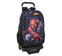 Safta SPIDERMAN ATTACK - School Backpack with Trolley, Ideal for Children of Different Ages, Comfortable and Versatile, Quality and Resistance, 33 x 15 x 43 cm, Black/White, M, Casual