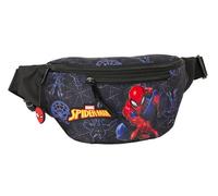 Safta SPIDERMAN ATTACK - Waist Bag with External Pocket, Ideal for Youth and Children of Different Ages, Comfortable and Versatile, Quality and Resistance, 23 x 9 x 12 cm, Black/White, M, Casual