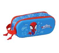 Safta SPIDEY 3D - Double 3D Pencil Case, Children's Pencil Case, Ideal for School Age Children, Comfortable and Versatile, Quality and Resistance, 21 x 6 x 8 cm, Navy Blue/Red, M, Casual