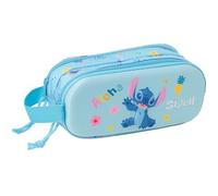 Safta Stitch 3D - Double 3D Pencil Case, Children's Pencil Case, Ideal for School Age Children, Comfortable and Versatile, Quality and Resistance, 21 x 6 x 8 cm