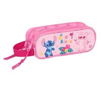 safta STITCH CHILL - Double Pencil Case for Kids, Ideal for School Children, Comfortable and Versatile, Quality and Durability, 21 x 6 x 8 cm, Mint/Pink, M, Casual, Mint/Pink, M, Casual