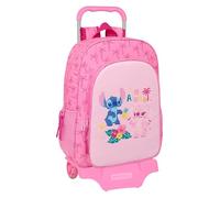 Safta STITCH CHILL - School Backpack with Trolley 905, Ideal for Children of Different Ages, Comfortable and Versatile, Quality and Resistance, 33 x 14 x 42 cm, mint/pink, M, Casual