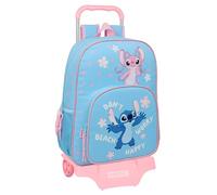 Safta STITCH HAPPY School Backpack with Trolley 905, Ideal for Children of Different Ages, Comfortable and Versatile, Quality and Resistance, 33 x 14 x 42 cm, light blue, M, Casual