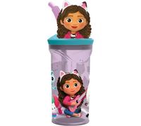 safta STOR Kids Tumbler with Straw and Lid Gabby'S Dollhouse, 3D Figure, 360 ml, Reusable Plastic, BPA Free, Ideal for Boys and Girls