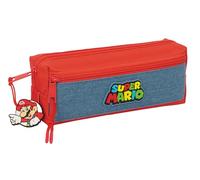 Safta SUPER MARIO - Small Triple Pencil Case, Children's Pencil Case, Ideal for School Age Children, Comfortable and Versatile, Quality and Resistance, 22 x 6 x 8.5 cm