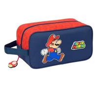 SUPER MARIO TRICK - Medium Shoe Rack, Multipurpose, Pencil Case, Sport, Extracurricular Shoes, Football, Comfortable and Versatile, 29 x 14 x 15 cm, Dark Blue/Red, M, Casual
