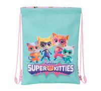 Safta Superkitties - Junior Flat Bag Backpack, Ideal for Children of Different Ages, Comfortable and Versatile, Quality and Resistance, 26 x 34 cm, Light Pink/Pastel Turquoise, M, Casual