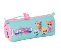 Safta SUPERKITTIES - Pencil Case with Zip and Compartment, Children's Pencil Case, Ideal for School Children, Comfortable and Versatile, Quality and Resistance, 21 x 7 x 8 cm, Light Pink/Pastel