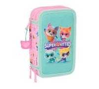 Safta SUPERKITTIES - School Pencil Case with 37 Tools Included, Children's Pencil Case, Child, Ideal for Children from 5 to 14 Years, Comfortable and Versatile, Quality and Resistance, 12.5 x 5.5 x