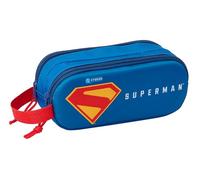 Safta Superman 3D - Double 3D Pencil Case, Children's Pencil Case, Ideal for School Age Children, Comfortable and Versatile, Quality and Resistance, 21 x 6 x 8 cm