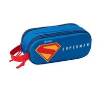 Safta - Superman 3D Double School Pencil Case with Embossing, Children's School Pencil Case with Two Compartments and Zippers, Side Hand Handle, Measures 21 x 6 x 8 cm, School Pencil Case 2