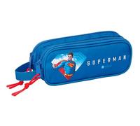 Safta Superman - Children's Double Pencil Case, Children's Pencil Case, Ideal for School Children, Comfortable and Versatile, Quality and Resistance, 21 x 6 x 8 cm, blue, M, Casual