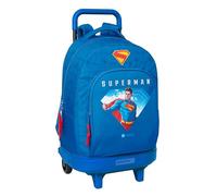 Safta Superman - Large Backpack with Wheels, Compact, Removable, Ideal for Children of Different Ages, Comfortable and Versatile, Quality and Resistance, 33 x 22 x 45 cm, blue, M, Casual