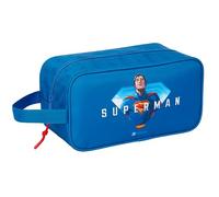 Safta Superman - Medium Shoe Rack, Multipurpose, Pencil Case, Sport, Extracurricular Shoes, Football, Comfortable and Versatile, 29 x 14 x 15 cm, blue, M, Casual