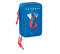 Safta Superman - School Pencil Case with 37 Tools Included, Children's Pencil Case, Child, Ideal for Children from 5 to 14 Years, Comfortable and Versatile, Quality and Resistance, 12.5 x 5.5 x 19.5