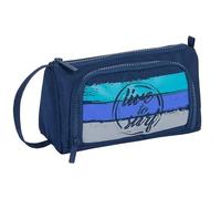 Safta SURF - Pencil Case with Folding Pocket Full, Children's Pencil Case, Ideal for School Age Children, Comfortable and Versatile, Quality and Resistance, 20 x 8.5 x 11 cm, Colour, Navy, Estándar,