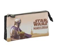 Safta The Mandalorian This is The Way - Triple Pencil Case, Children's Pencil Case, Ideal for School Age Children, Comfortable and Versatile, Quality and Resistance, 22 x 3 x 12 cm, Black,
