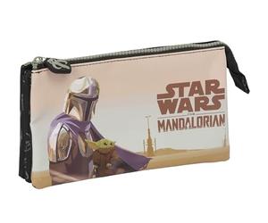 Safta The Mandalorian This is The Way - Triple Pencil Case, Children's Pencil Case, Ideal for School Age Children, Comfortable and Versatile, Quality and Resistance, 22 x 3 x 12 cm, Black,