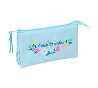 Safta - Triple Blackfit8 Petal School Pencil Case, School Organizer with 3 Separate Compartments and Zip, Measures 22 x 3 x 12 cm, Pencil Case 3 Compartments