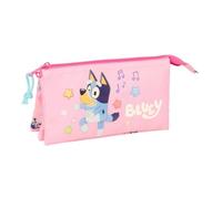 Safta - Triple Bluey Dance School Pencil Case, Children's School Pencil Case with 3 Separate Compartments with Zip and Inner Central Pocket, Measures 22 x 3 x 12 cm, School Pencil Case 3 Compartments