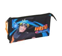 Safta NARUTO - Triple Pencil Case, Children's Pencil Case, Ideal for School Children, Comfortable and Versatile, Quality and Resistance, 22 x 3 x 12 cm, Black/White, M, Casual