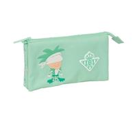 Safta - Triple Real Betis Football Preschool Pencil Case, Children's Pencil Case with 3 Separate Compartments and Zip, Central Interior Pocket, Back to School Organizer, Measures 22 x 3 x 12 cm